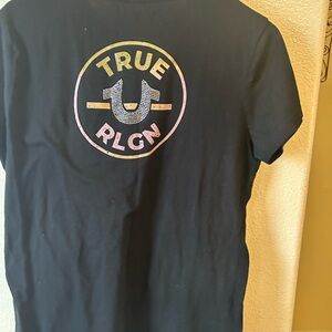True Religion Black Tee with Pastel Logo